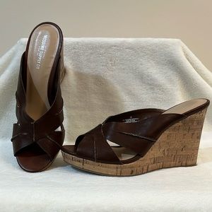Mossimo 3 1/2” High Heel Faux Cork Wedge Sandals 
Manmade Materials Size 7 1/2
